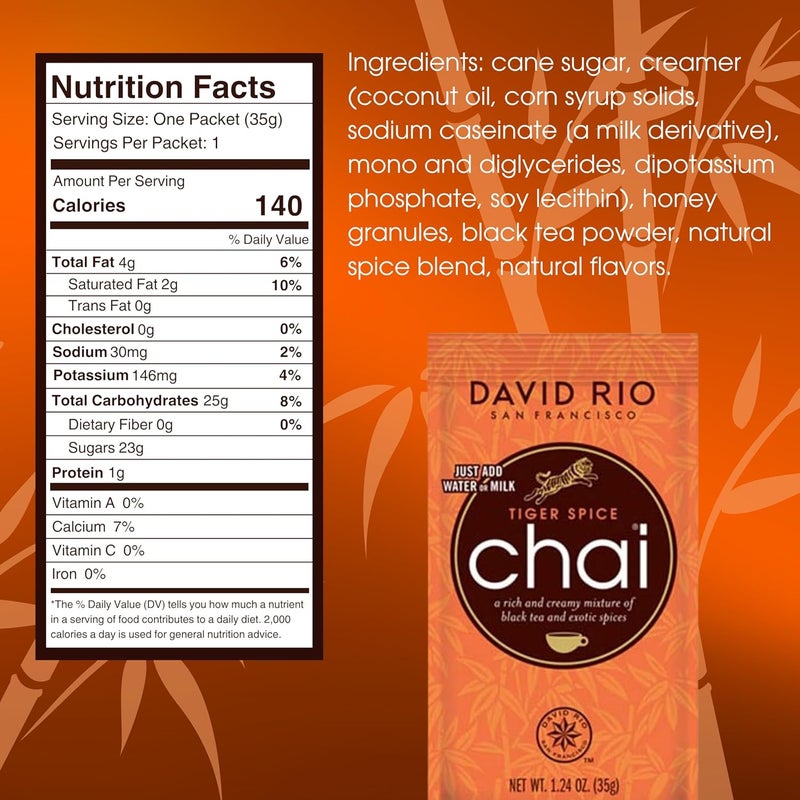 David Rio Tiger Spice Chai Tea Latte Mix - Pack of 48 - Image 2